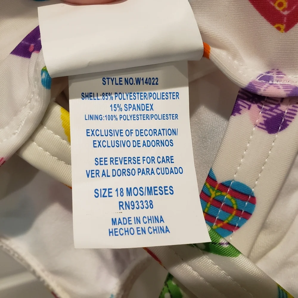 SPF 50 One Piece Baby Buns Swimsuit 18M Baby Girl Toddler Rainbow Ruffles Bows